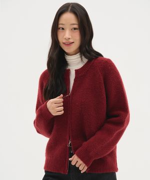 [BLOND9 X ITER] 투웨이 풀오버 니트집업_와인