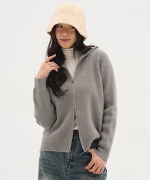 하이넥 투웨이 오버핏 니트 가디건_차콜