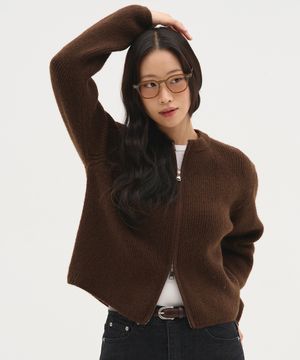 베이직 투웨이 니트집업 가디건_브라운