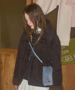 플러피 미니 크로스백_그레이쉬블루