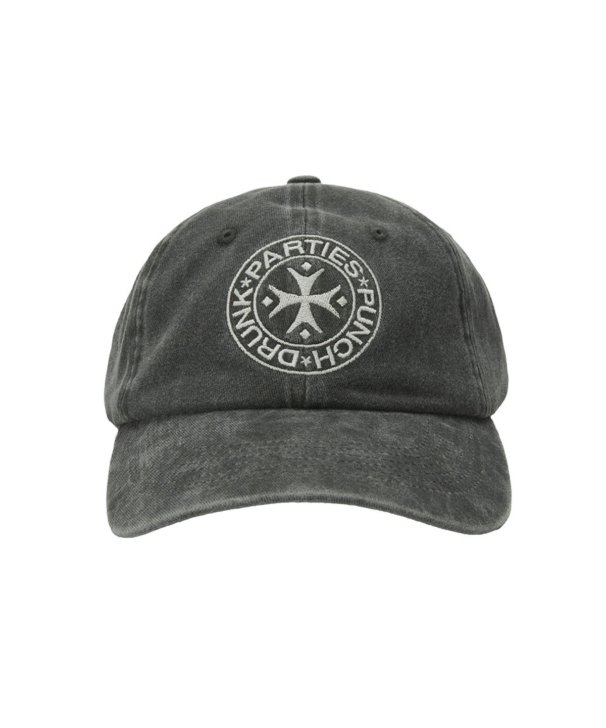 펀치드렁크파티즈(PUNCH DRUNK PARTIES) Circle Logo Washed Ball Cap (CHARCOAL)