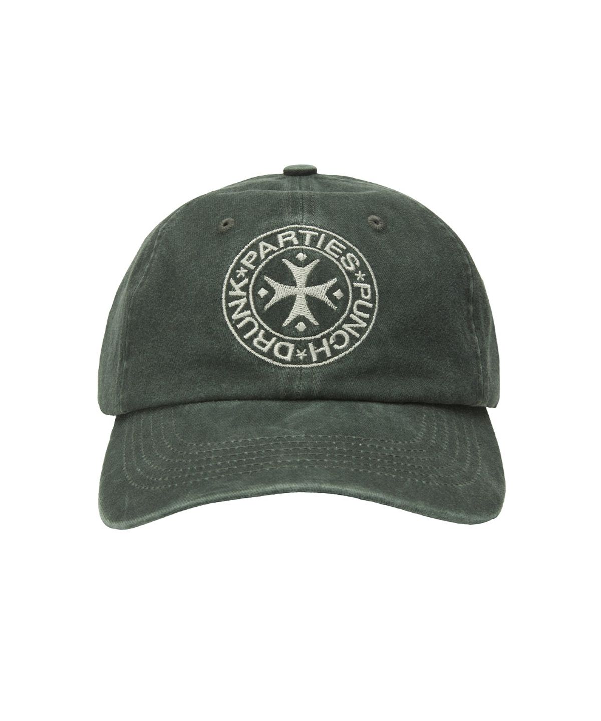 펀치드렁크파티즈(PUNCH DRUNK PARTIES) Circle Logo Washed Ball Cap (GREEN)