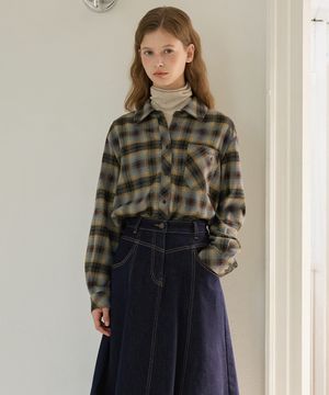 자수장식 포켓 체크 셔츠 OE5WBA320