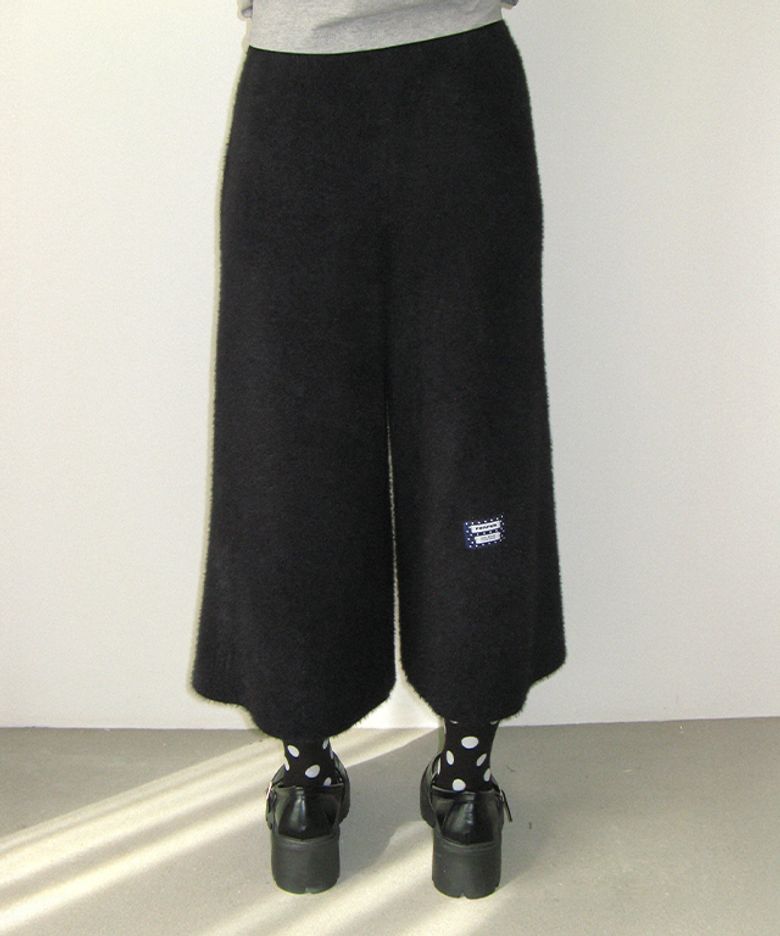 HAIRY BERMUDA KNIT PANTS BLACK
