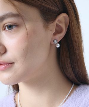 쁘띠 펄 진주 플뢰르 이어링 (silver,gold)