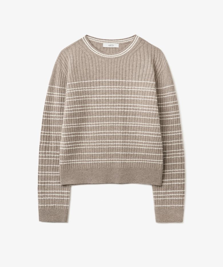 라쿤 텍스쳐 라운드 니트_MELANGE BEIGE