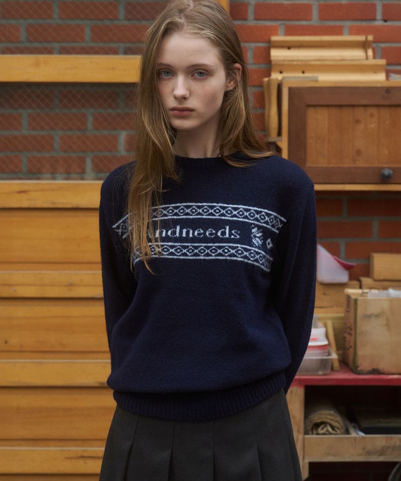 Naomi logo jacquard knit (navy)
