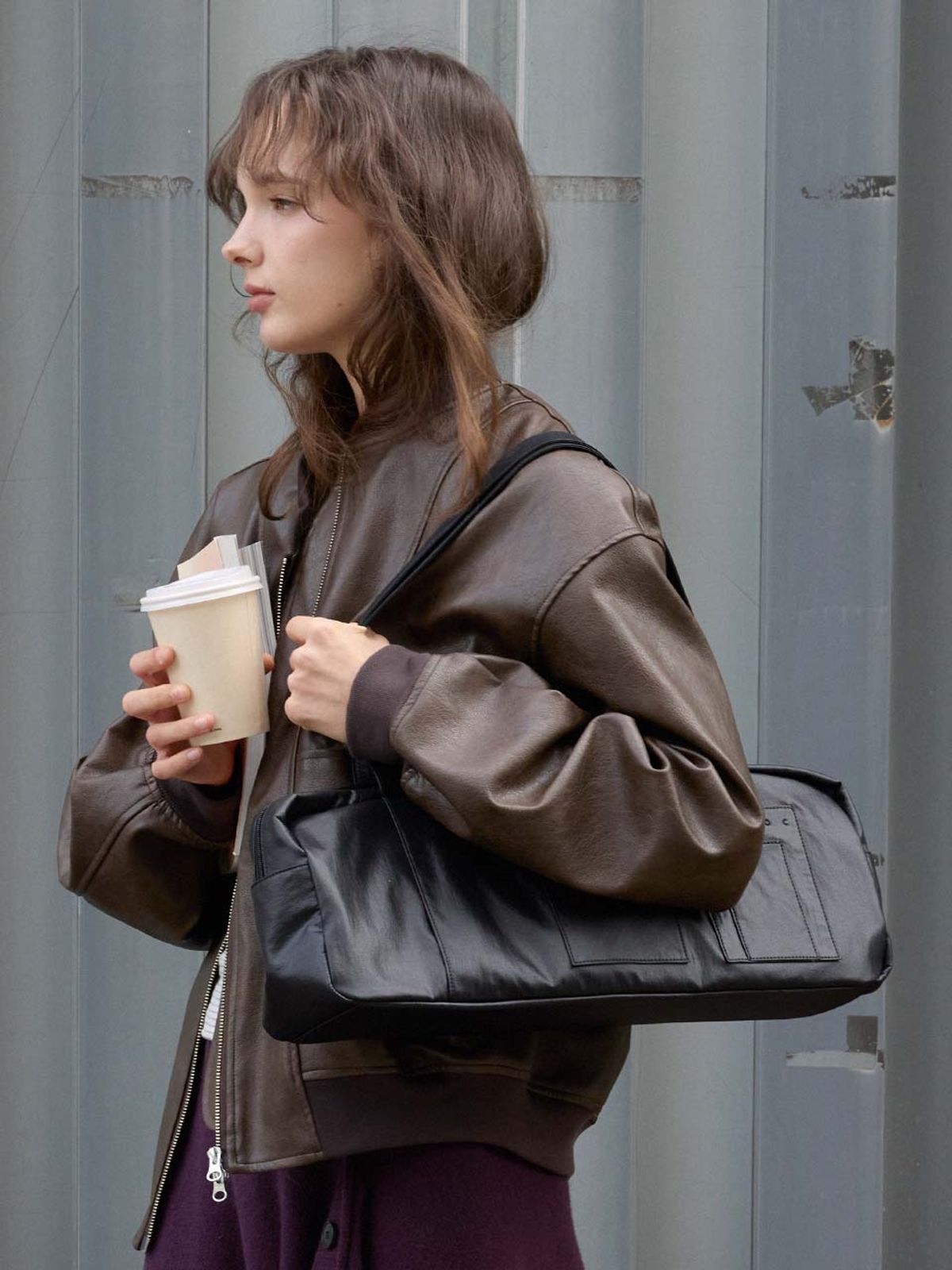 아코크(ACOC) Glossy Grid Duffle S Bag_Black