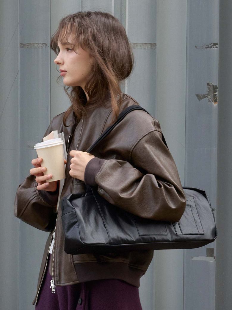 Glossy Grid Duffle S Bag_Black