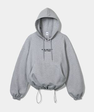 스몰 슬로우 앤드 소프트 스트링 오버핏 후드 - 멜란지