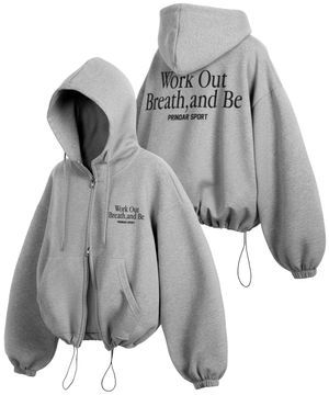 WOB 스트링 오버핏 투웨이 후드집업 - 멜란지