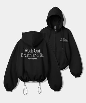 WOB 스트링 오버핏 투웨이 후드집업 - 블랙