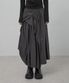Asymmetrical Draped Layered Long Skirt (FL-256_Charcoal)