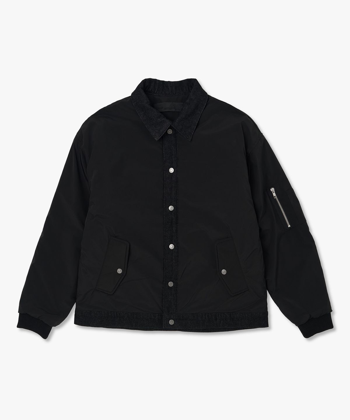 플랙(PLAC) 데님 믹스드 MA-1 자켓 블랙