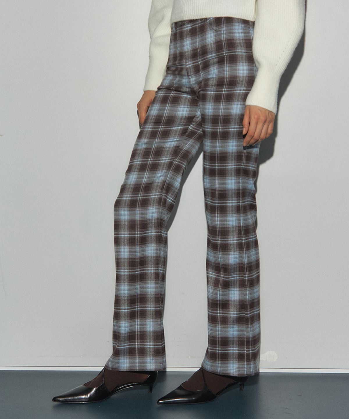 로뉴(RONEW) KAI CHECK PANTS (BROWN/BLUE)