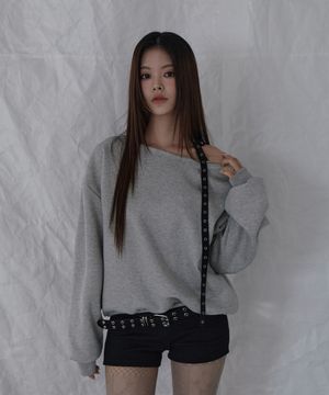 아일렛 스트링 스웻 셔츠 멜란지 그레이