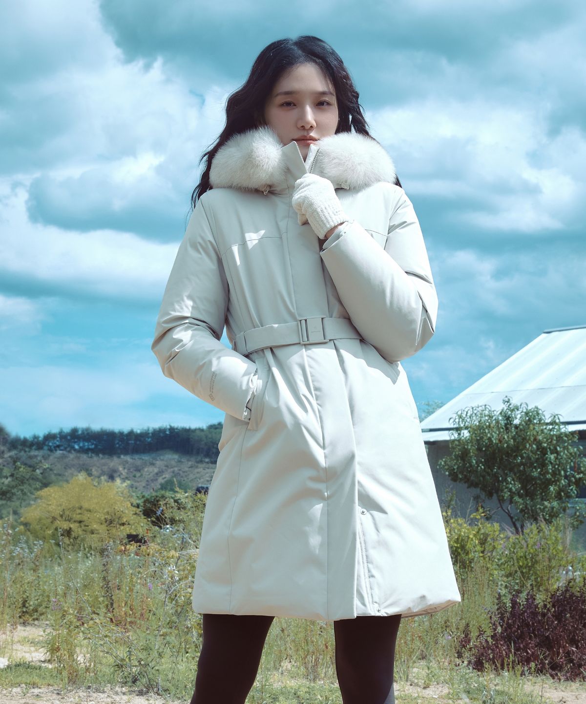 스노우피크 어패럴(SNOWPEAK APPAREL) 드라이피크 윈드스토퍼 여성 롱 헤비 다운 자켓 (S25WWPDJ05) Light Beige
