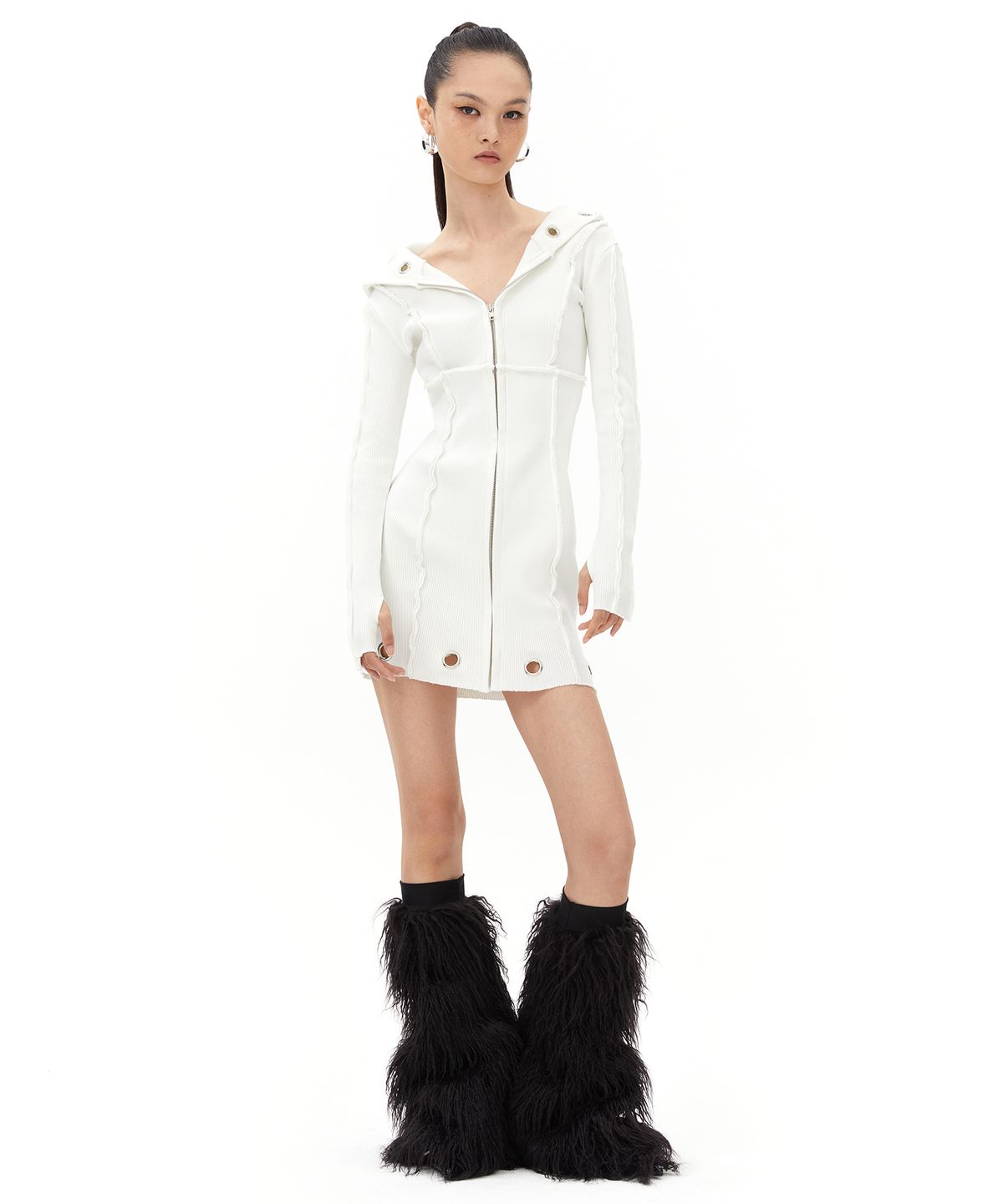 걸스걸스(GIRLSGIRLS) MATERIAL DRESS - WHITE