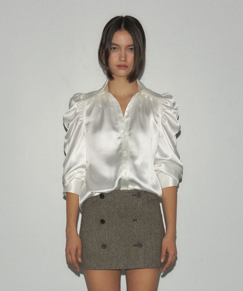 EVELYN SATIN BLOUSE (WHITE)