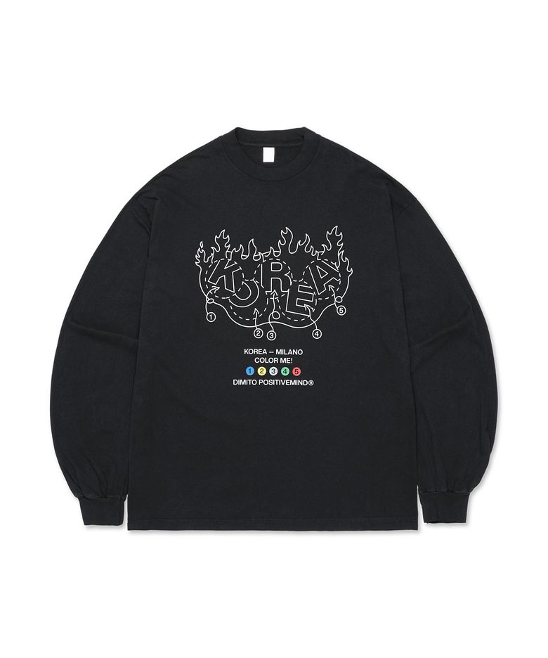 TEAM KOREA REPLICA COLORING LSV GD 6.5OZ TEE BLACK