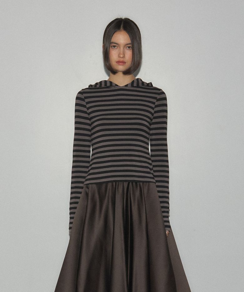 JULIE STRIPE HOODIE (MAUVE BROWN)