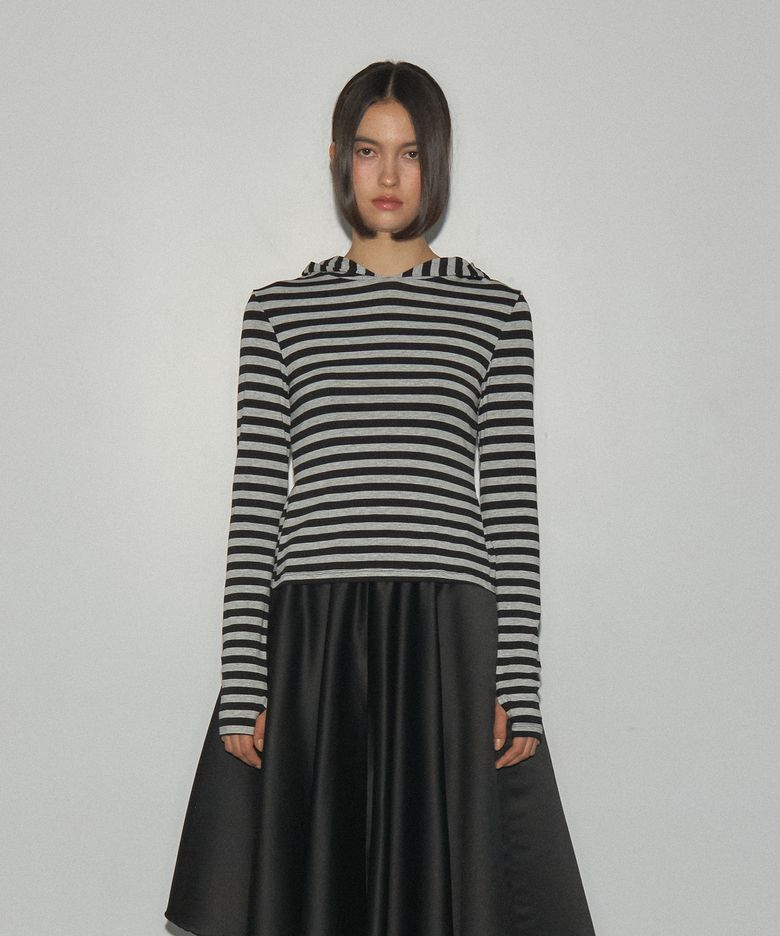 JULIE STRIPE HOODIE (GRAY)
