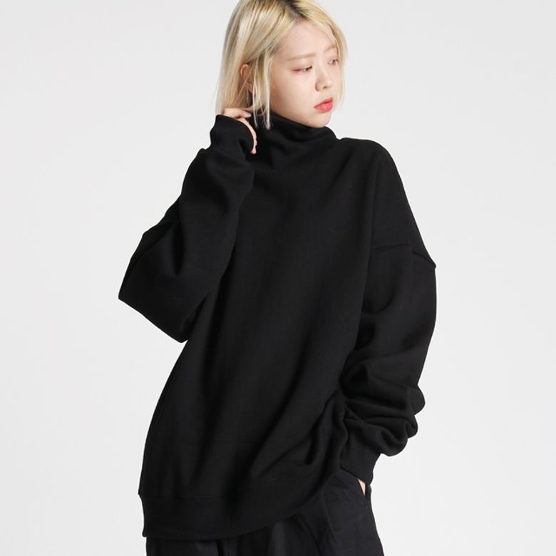 보이핏 시보리 목폴라 기모 맨투맨 블랙