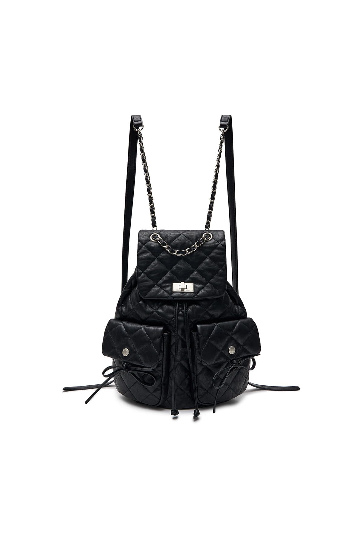 Matin Kim リュック MUSINSA公式 | MATIN KIM DOUBLE POCKET QUILTING BACKPACK IN BLACK