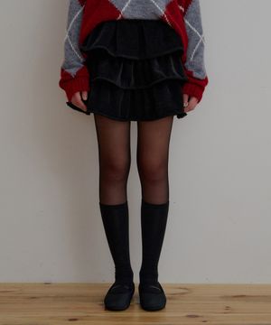 코듀로이 캉캉 치마바지-블랙