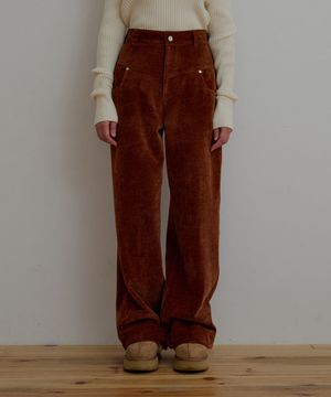 롤업 코듀로이 팬츠-카멜