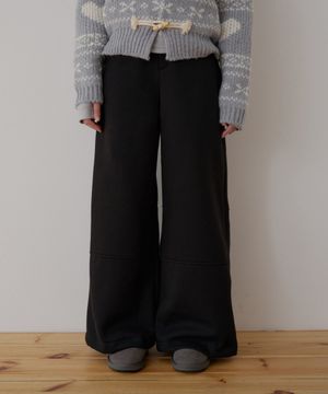 헤비플리스 와이드 팬츠-블랙
