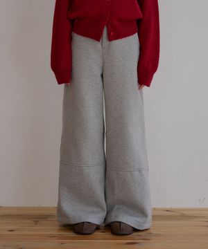 헤비플리스 와이드 팬츠-멜란그레이