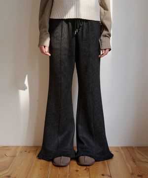 웜 부츠컷 레오파드 팬츠-블랙