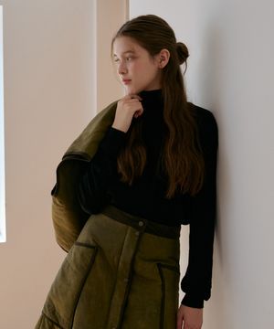 비스코스 터틀 풀오버-블랙