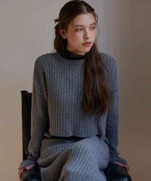 코지 크롭워머 풀오버-그레이