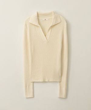 오픈카라 코튼 풀오버-아이보리