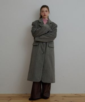 [SET]_싱글 헤어리 롱코트+퀼팅 베스트-그레이