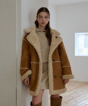 리버시블 스웨이드 퍼 자켓-카멜