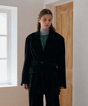 [SET]_대디핏 코듀로이 자켓+벨트-블랙