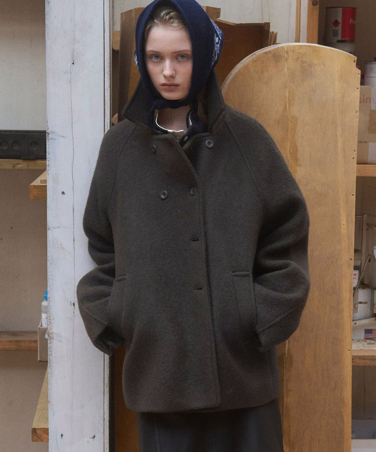 앤니즈(ANDNEEDS) Olssen double breasted coat (dark brown)
