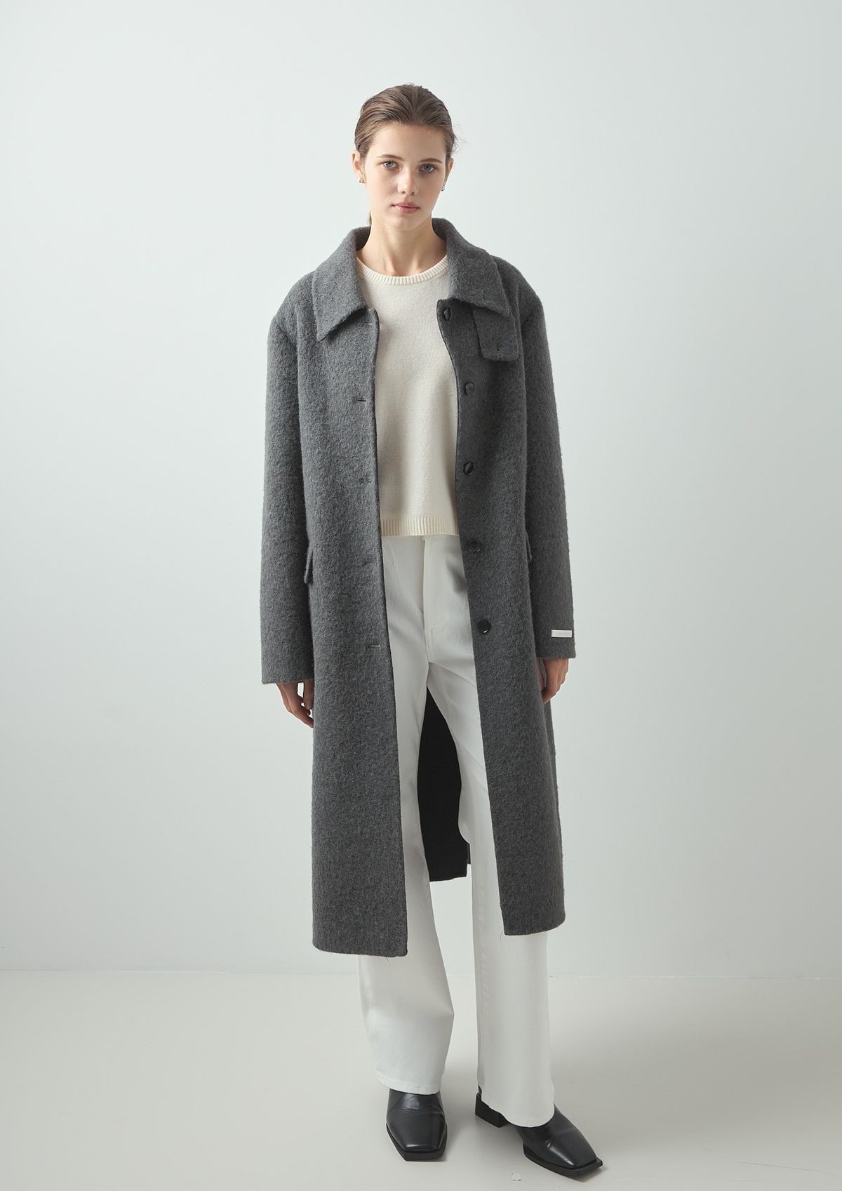 누토프(NUTOFFE) Alpaca Single Handmade Coat_Charcoal