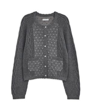 빈티지 러플 니트 가디건 (그레이)