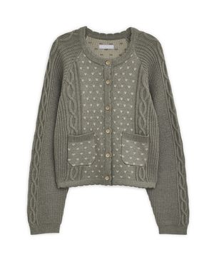 빈티지 러플 니트 가디건 (올리브)