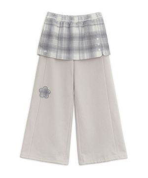 플리스 스커트 조거팬츠 (핑크 그레이)