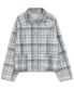 라운드 카라 체크 플리스 자켓 (민트 그레이)