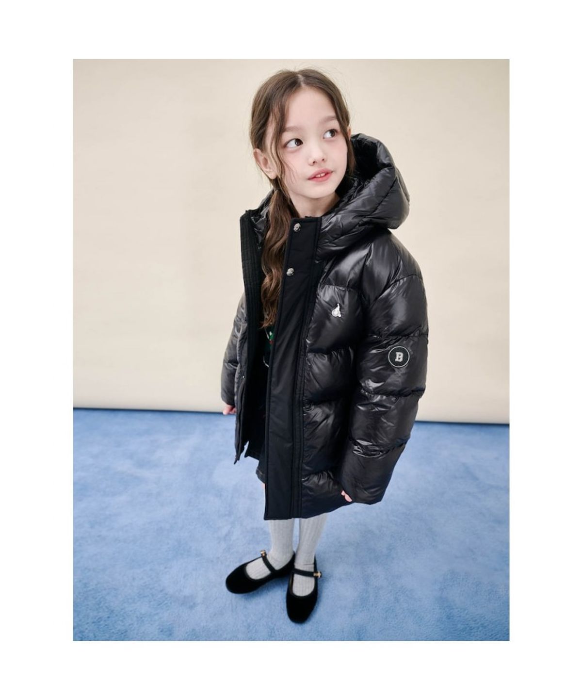 빈폴 키즈(BEANPOLE KIDS) 샤이니 덕다운 하프패딩  블랙 (BI5X38U075)