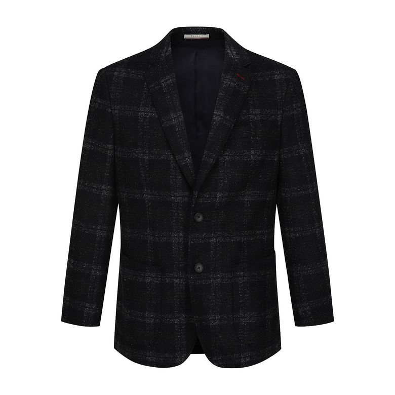 울 블렌드 체크 저지 자켓 D/네이비 (AM0FOZC40648)