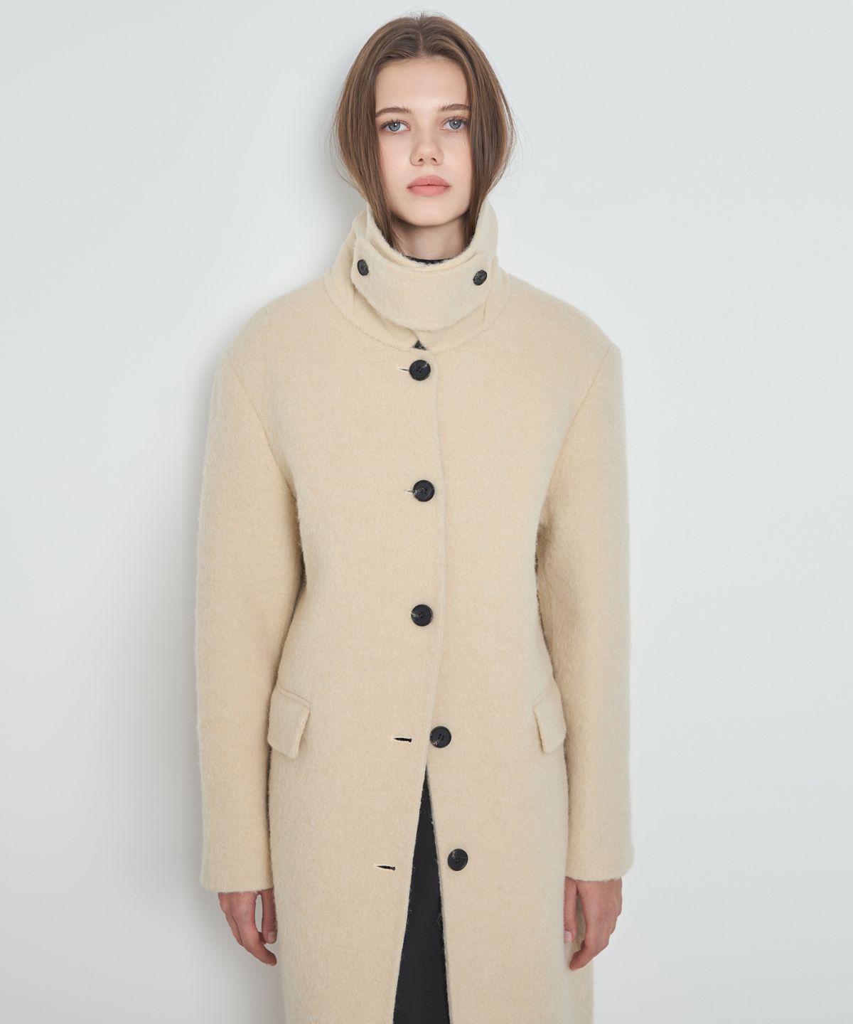누토프(NUTOFFE) Alpaca Single Handmade Coat_Butter Beige