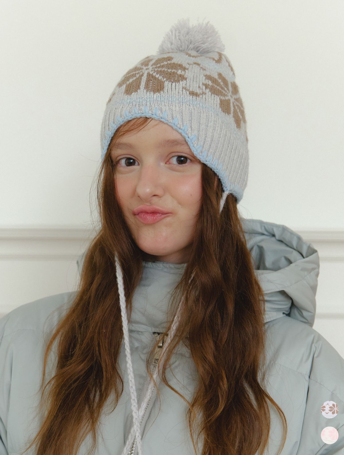 클루니(CLUNY) Alpaca Snowflake knit beanie - (2color)