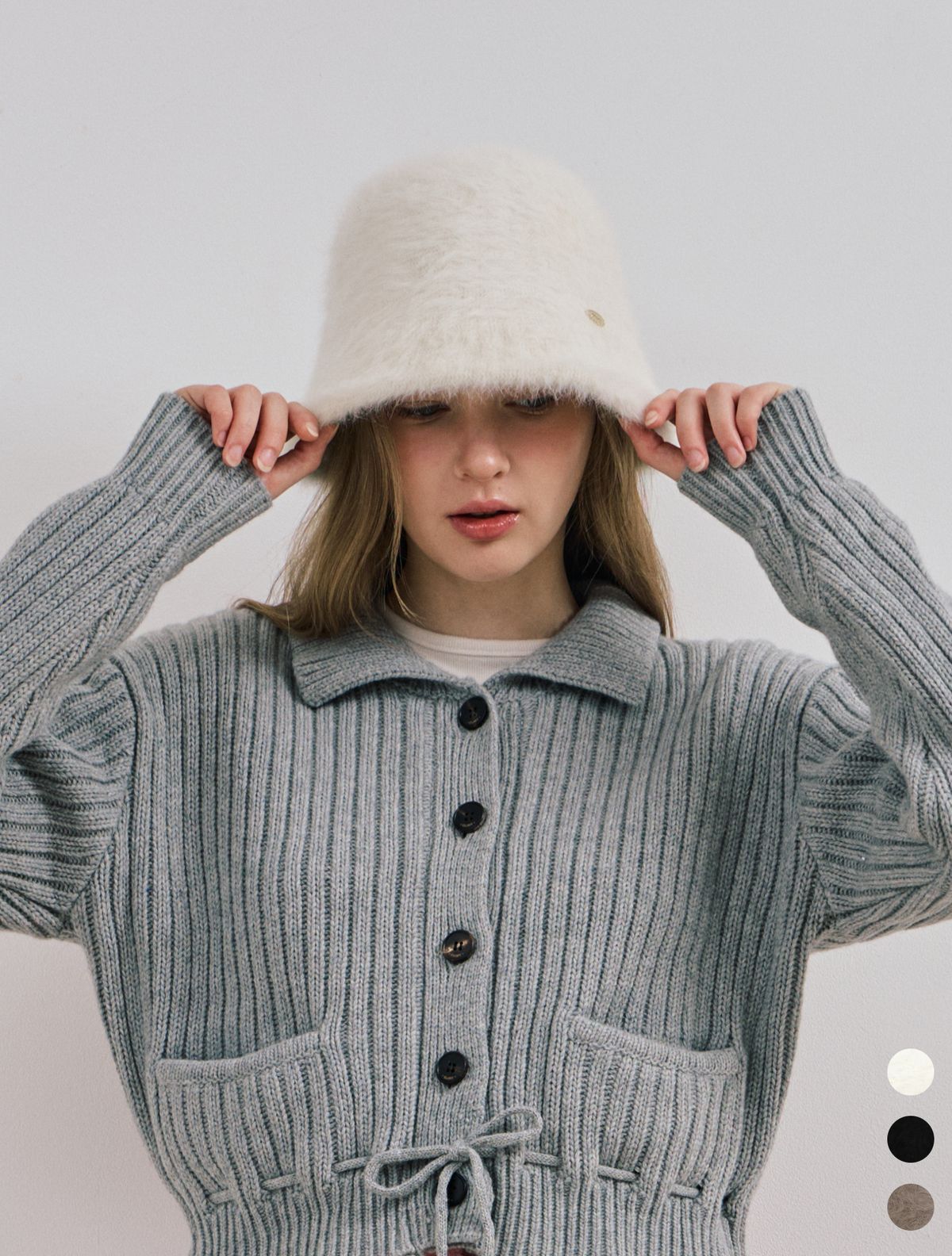 클루니(CLUNY) Soft angora cloche hat - (3color)